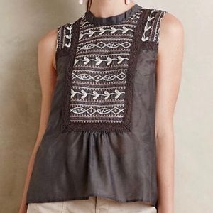 Anthropologie Tiny Peasant Grey Sleeveless Top
